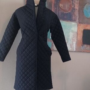 Daily Ritual Quilted Navy Blue Women's Long Length Coat / NWT